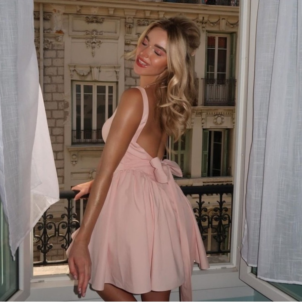 House of CB 'Florianne' Soft Peach Bow Mini Dress size XS NWOT - Picture 15 of 16